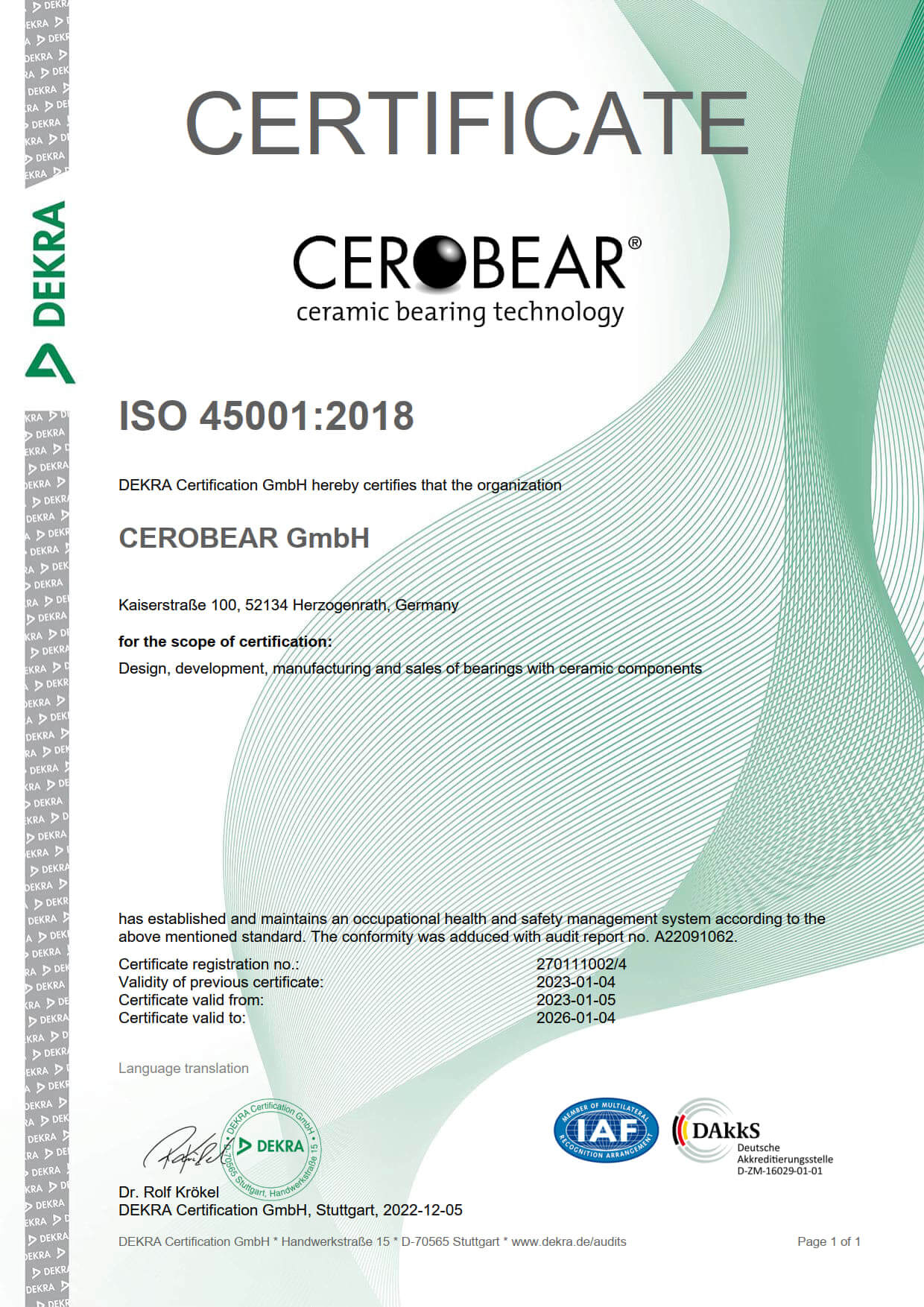 Certificate ISO 45001_2018 en